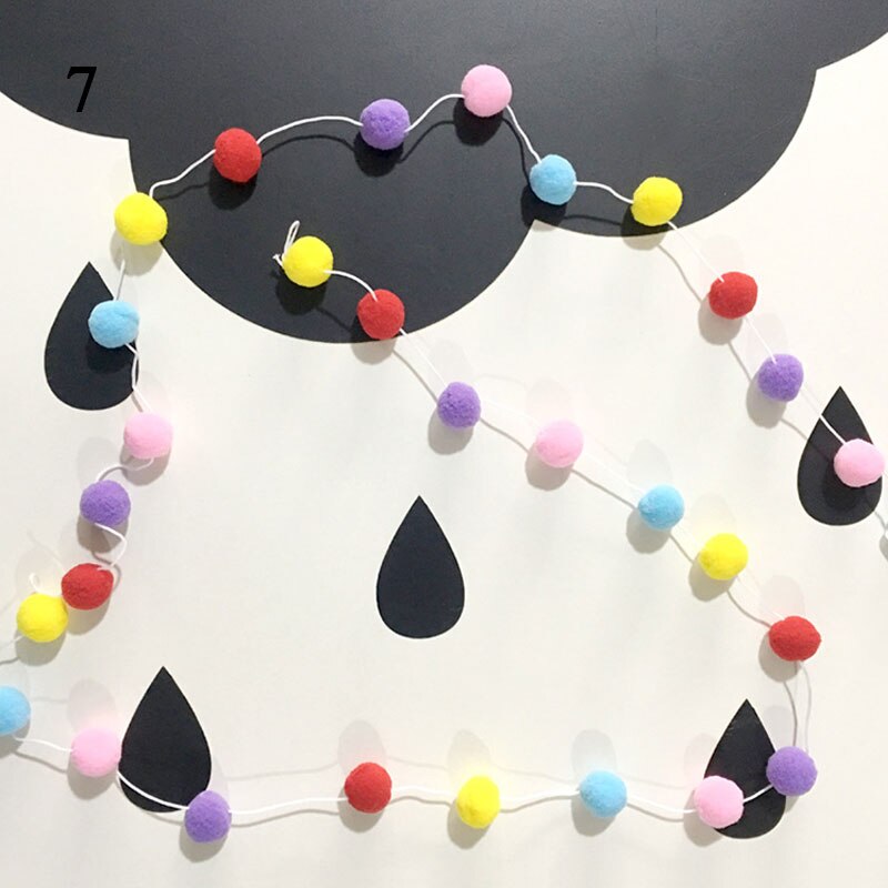 Boules suspendues avec ficelle de décoration pour la maison, 2M, boule en feutre de laine, décoration murale pour chambre de bébé fille, ornement de fête en boule de fourrure: 7