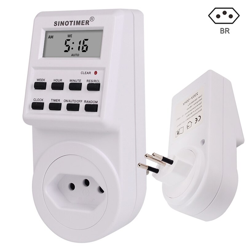 TM516 Digital Timer Plug Weekly Programmable Electrical Wall Plug-in Power Socket Timer Switch Outlet Time Clock 220V 110V EU: BR plug 220V