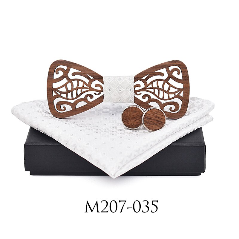 Nueva decoración de madera, corbata, gemelos, conjunto de vestido de , caballero, pajarita de madera, conjunto de , Corbatas Para Hombre, mariposa: M207-035