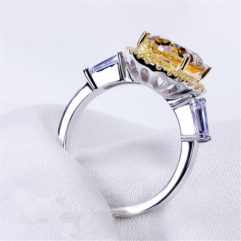 Huitan Trendy Geel Zirkoon Vrouwen Engagement Ringen Vinger Accessoires Anniversary Shiny Cz Vrouwelijke Ringen Sieraden