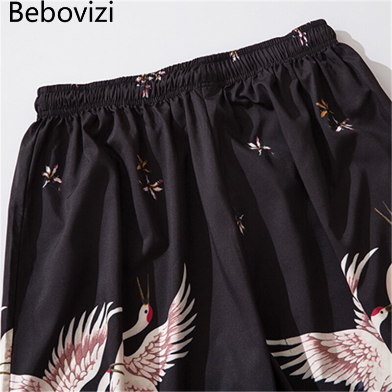 Bebovizi-traje de Kimono japonés para hombre y mujer, pantalones de estilo Yukata Harajuku, cárdigan, traje tradicional de grulla suelta, traje asiático