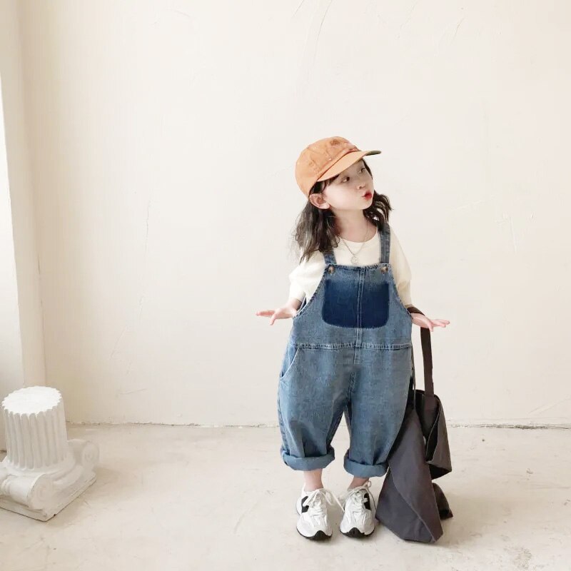 Lente Herfst Kinderen Denim Bretels Meisjes Denim Grandado