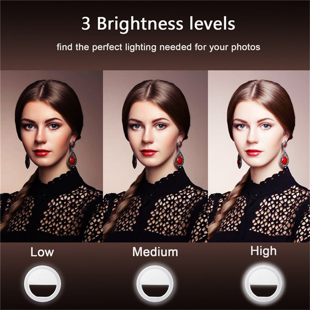 Selfie Ring Light Clip For iPhone Android Smartphone Portable 36 LED Rechargable Dry battery Lens Beauty Lamp Flashlight