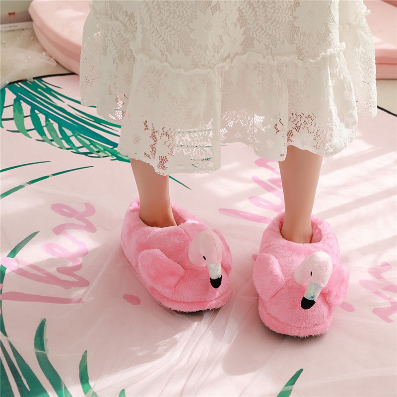 1 st vinter härliga hemtofflor chausson skor dam flamingo tofflor pantuflas unicornio pantoufle femme varma bomullsskor