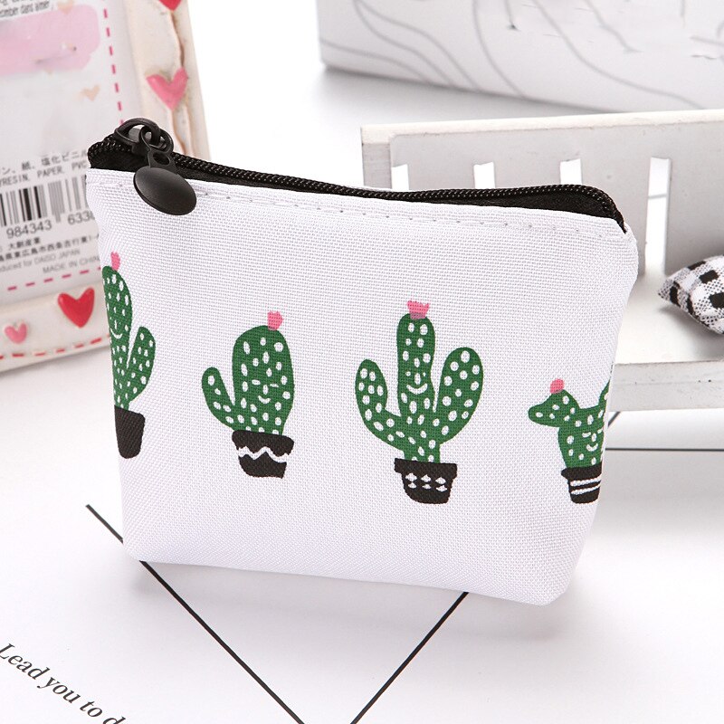 Vrouwen Canvas Rits Kleine Muntzakken Cactus Afdrukken Verse Mini Coin Holder Portemonnees Meisje Kinderen Portemonnee Sleutel Purse Pouch