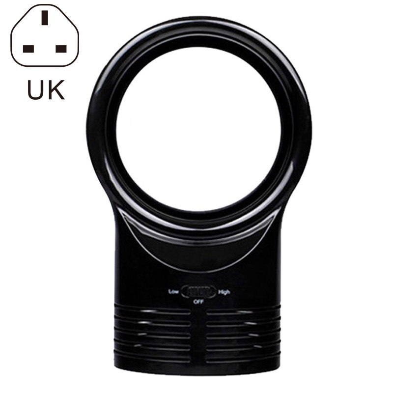 Mini No Leaf Fan Portable Bladeless Refrigeration Desktop Air Conditioner Low Noise GR5: Black UK Plug