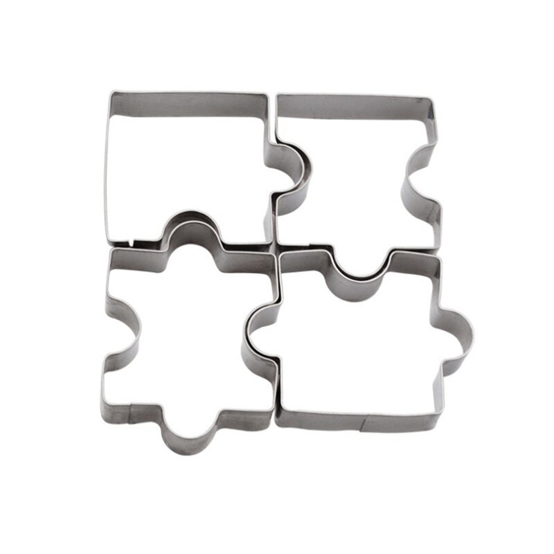 4pcs Cookie Cutter Set Different Jigsaw Puzzle Shapes Stainless Steel Baking Tool Biscuit Moulds Unique Easy Kitchen Tools