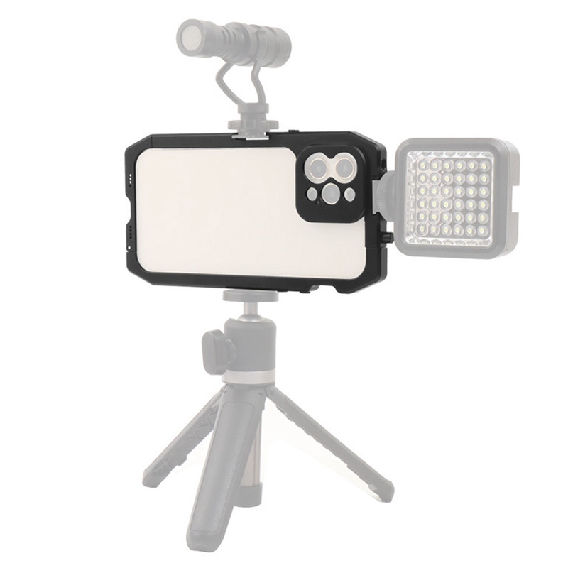 Handykäfig, smartphone-video-rig, mobiler käfig für iphone 12/ 12 pro, handykäfig mit blitzschuh und 1/4 gewindebohrungen