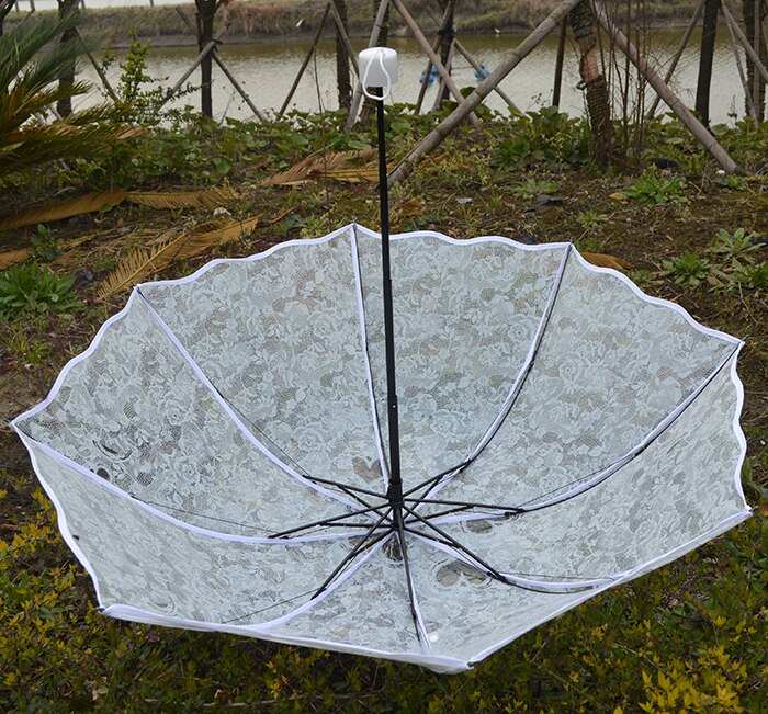 Paraguas con borde ondulado blanco transparente de 8 partes love