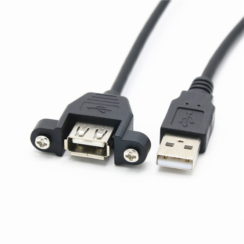 30cm 1M 5M 1.5M USB 2.0 Male to Female Extension Cable with Panel Mount Screw hole lock connector adapter connector for computer