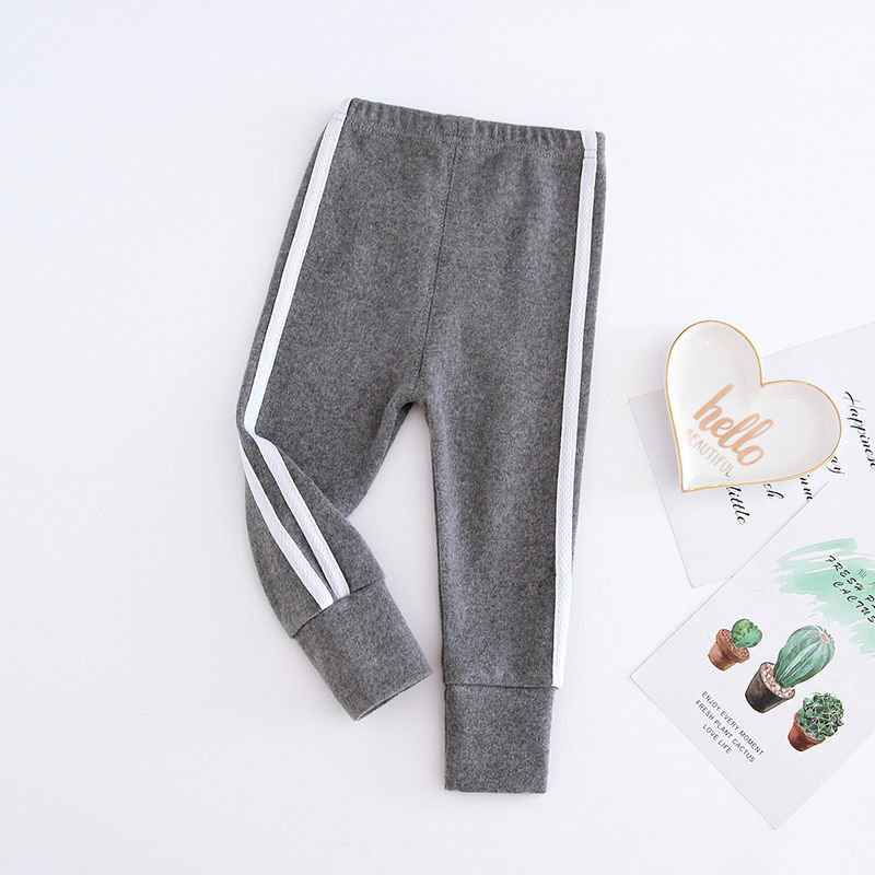 Streep Broek Baby Meisje Lente Beweging Peuter Algehele Broek Decoratie Leggings Zachte Losse Comfortabele Kids Kleding: gray / 110