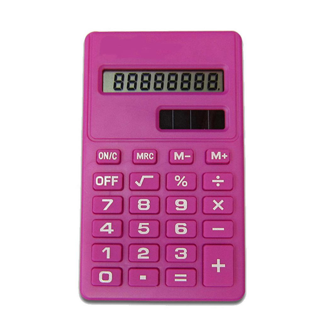 LCD 8 Digit Ultra Slim Calculator Soft Silicone Stationery Scientific Portable Students Calculator arithmetic calculator r57: rose Red