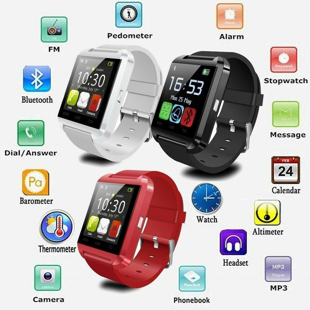 U8 Bluetooth Smart Horloge Mannen Vrouwen Stappenteller Touch Screen Sport Intelligente Horloge Telefoon Smartwatch Voor Android Ios Met Doos