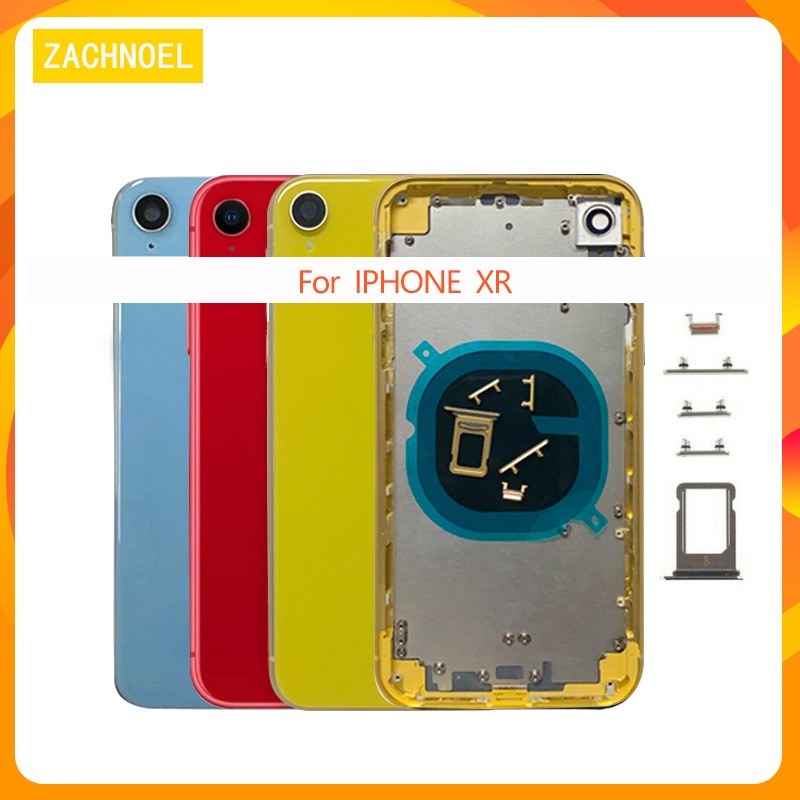 For iPhone XR Back housing Battery Door Housing Metal Middle Frame with Glass Chassis Parts Assembly rear housing replacement