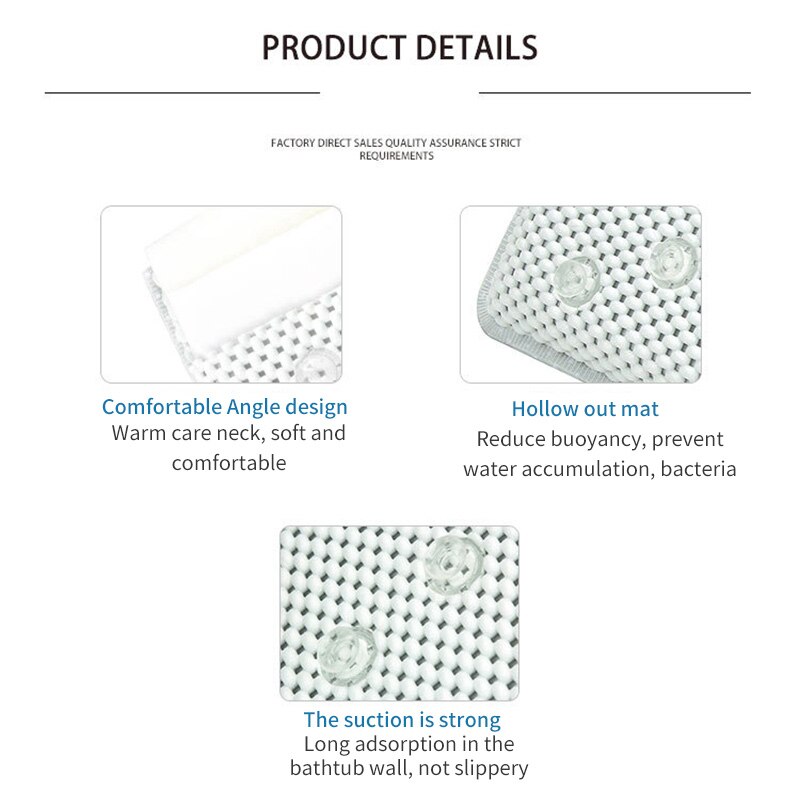 Spa skridsikker badepude polstret badekar spa pude badekar nakkestøtte pude med sugekopper til nakke tilbage badeværelsesforsyning