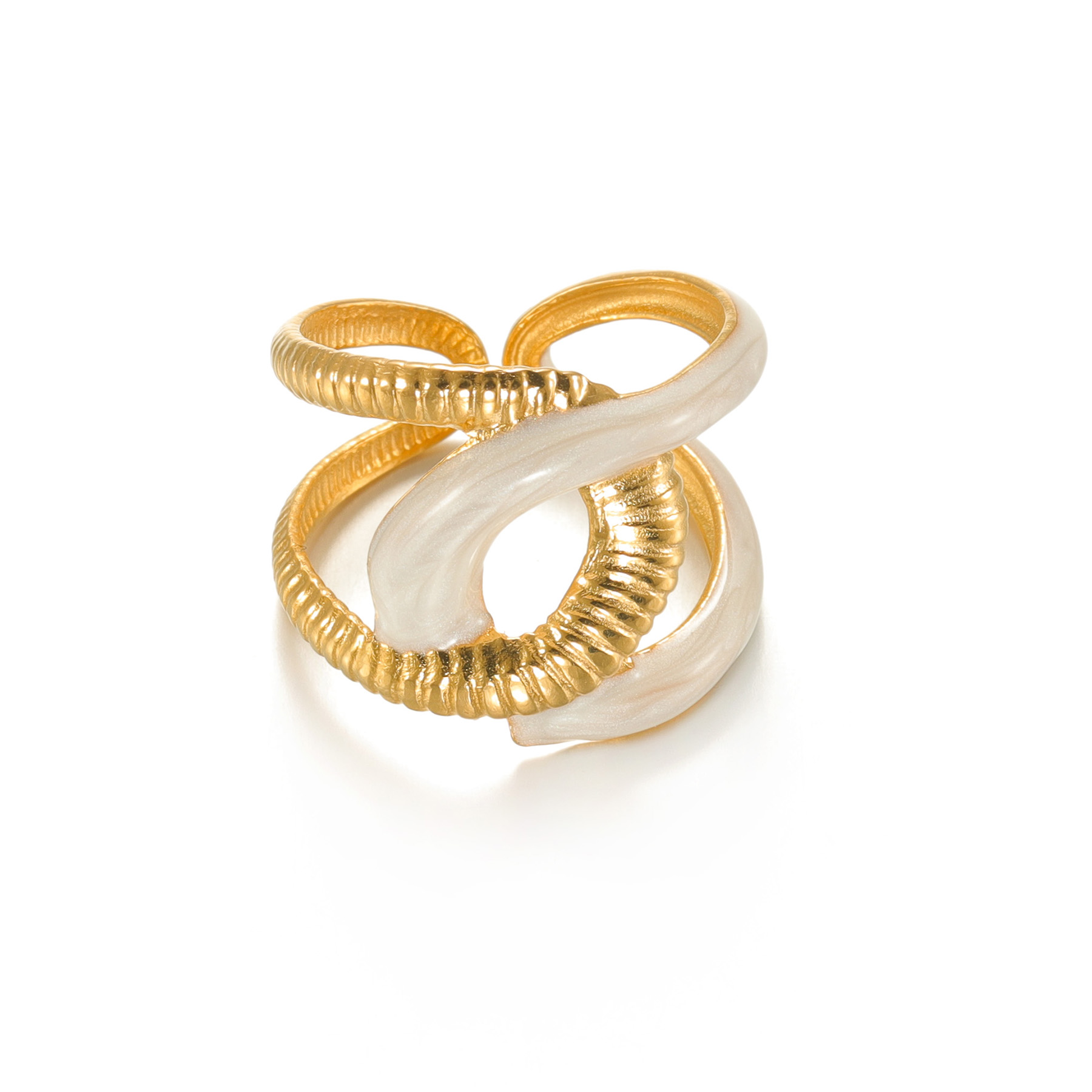 Freeteeme-Bague goutte d'huile de carillon pour femme, matiques plaquées or réglables, acier inoxydable, accessoires pour vous, de bijoux,: WHITE