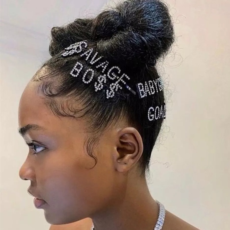 Hairclips"SAVAGE","BO$$","BABYGIRL","GOAL$","MELANIN" Words Hairgrips Hair Pins Accessories