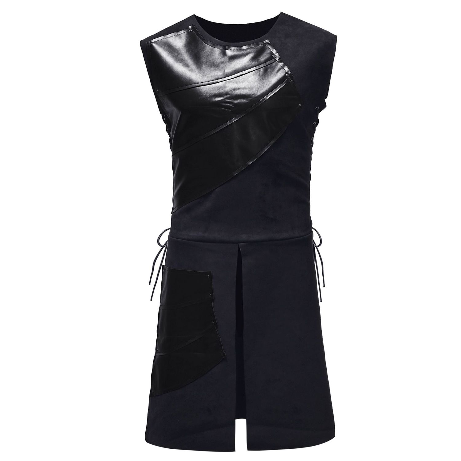 Renaissance Middeleeuwse Ridder Vest Halloween Cosplay Carnaval Party Prestaties Kleding Voor Mannen Volwassen Middeleeuwen Tops: black / XL
