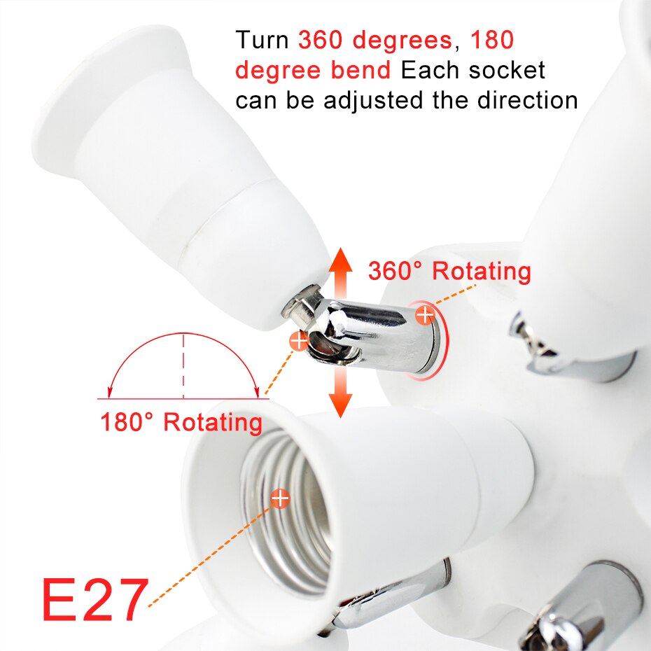 1/3/4/5 E27 Lamp Bases in 1 Adjustable E27 Socket Fitting For Bulb Light Ampoule Douille Holder Adapter Lighting Accessories