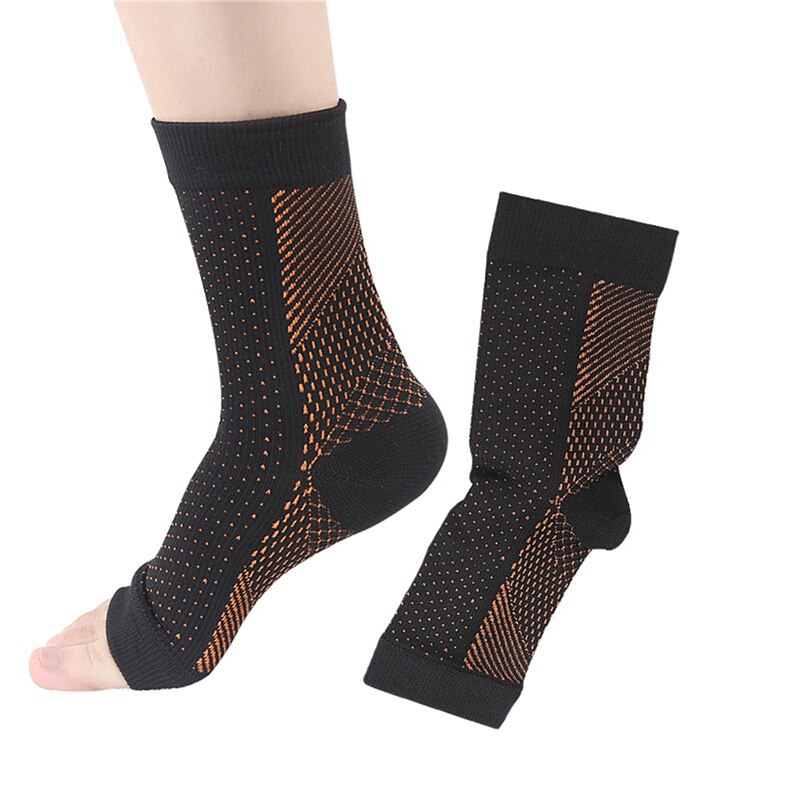 Foot Anti Fatigue Compression Socks Ankle Support Sleeve Circulation Relif Pain Sport Running Socks Open Toe: Copper / S-M