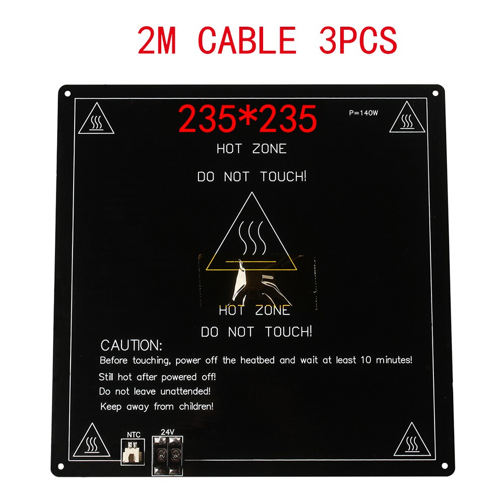 3D Printer Parts Black Aluminum Substrate Heated Bed MK3 MK2a MK2b hotbed Plate bed Platform 24V 220mm 310mm NTC100K DIY Kit: 235x235 With2M