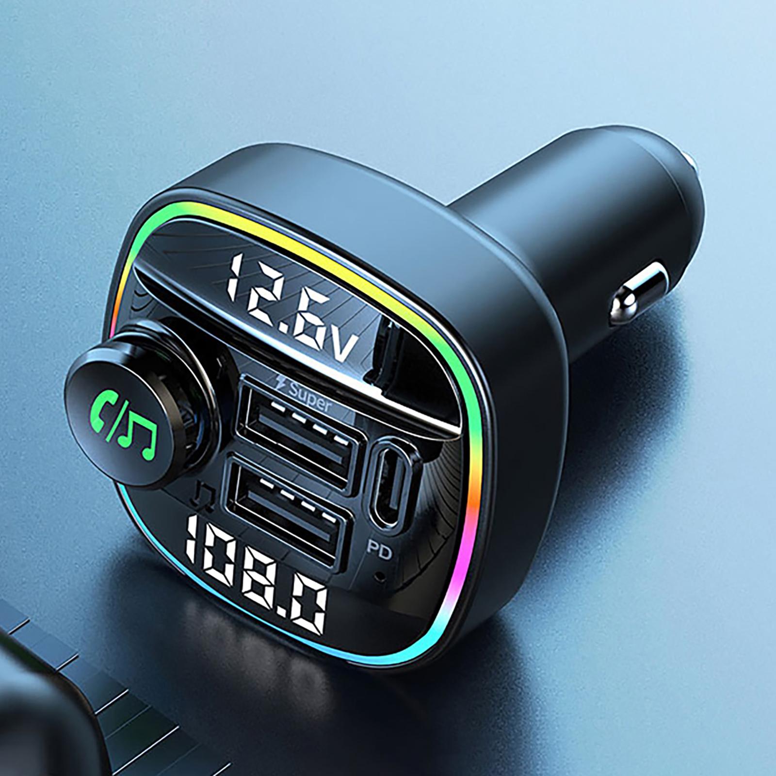 Car Charger Bluetooth 5.0 Type-C Pd 20W QC3.0 Dual Usb Opladen Draadloze Snelle Usb Oplader Voor Apple alle Smartphones Auto Zwart