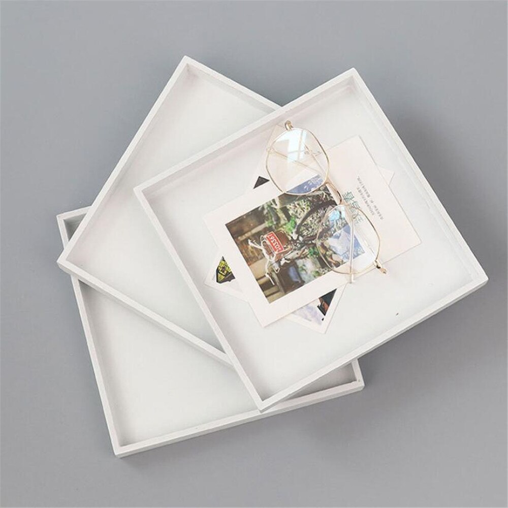 Kreative Holz Platte Platz Weiß Nachtisch Kuchen Obst Platten Schmuck Kosmetik Lagerung Boxen Tabletts Hause Dekoration 1Stck