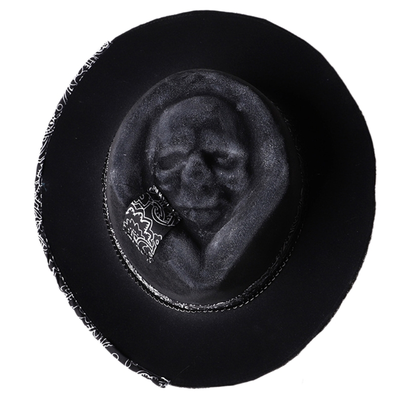Chapeau de cowboy tête de mort fait à la main, pièce unique et chimsauna pour cosplay, masplay Tim ade, crâne effrayant, fête Billy: Default Title