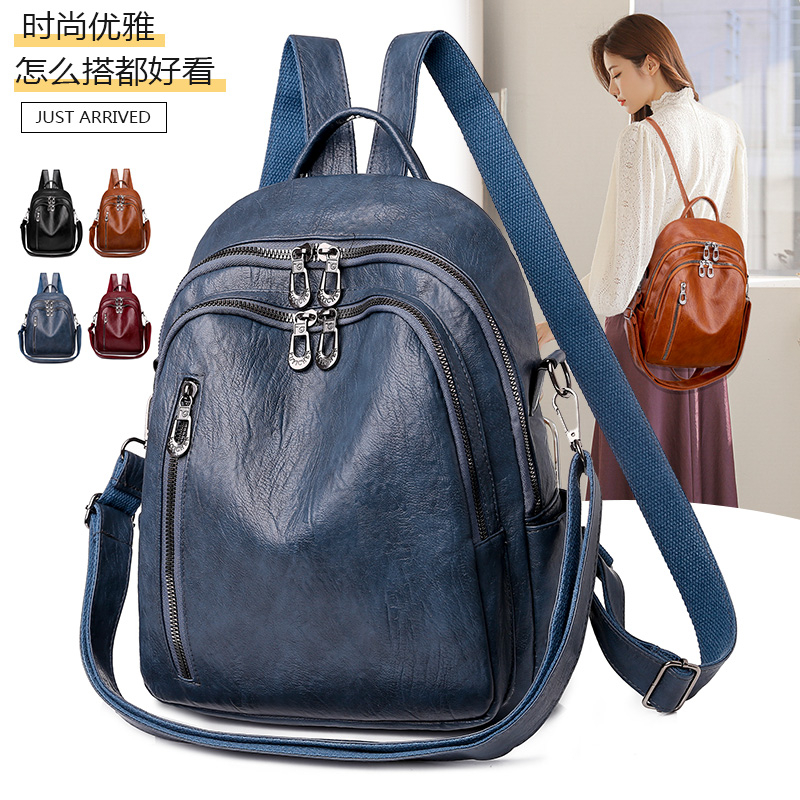 Miękki skórzany plecak dwufunkcyjny dla kobiet 2024 nowa codzienna torba podróżna o dużej pojemności, wszechstronna i wysokiej klasy mała ba