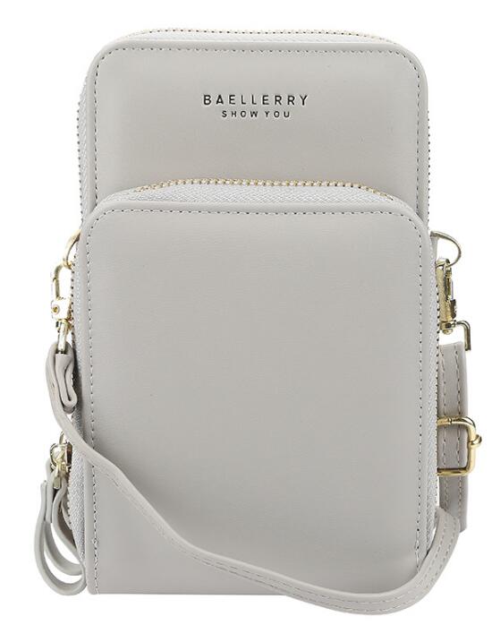 Doble cremallera damas monedero bandolera cartera billetera para teléfono para mujer mini cartera bandolera: Gray