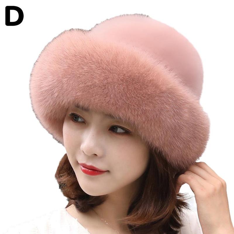 Winter Women Hat Soft Fluffy Faux Fur Hats Thicken Warm Hat Thick Beret Ladies Hat Winter Headgear: One-size pink