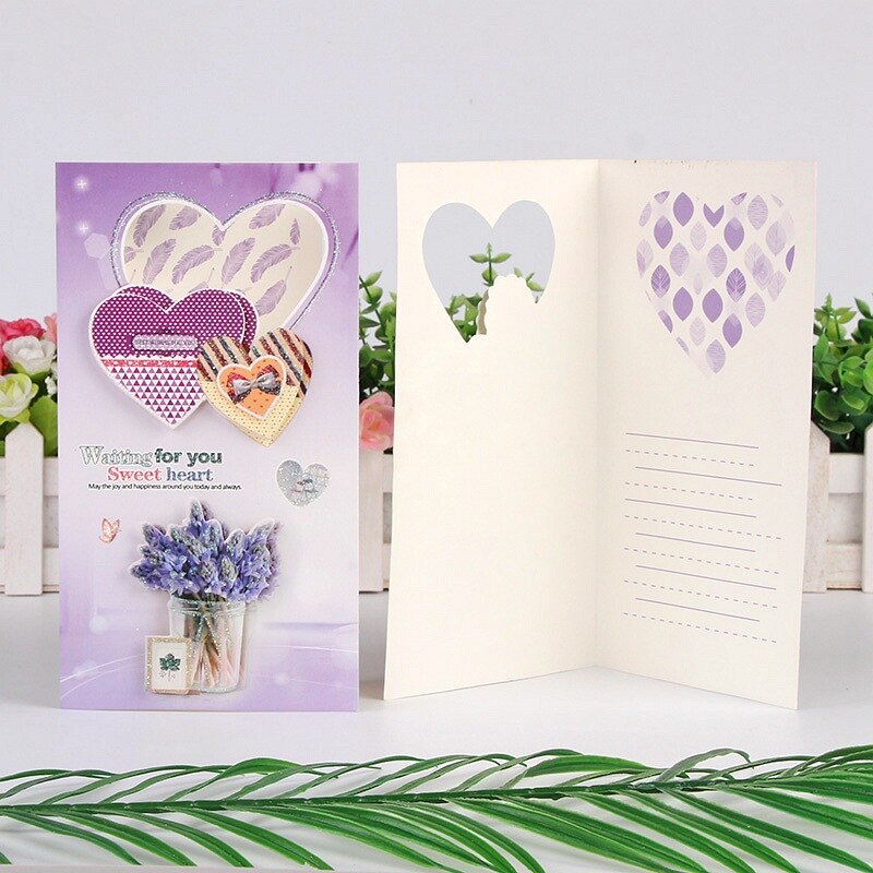 8 pièces/ensemble carte de voeux avec enveloppes or paillettes 3d Pop Up meilleurs voeux blanc merci cartes amour coeur