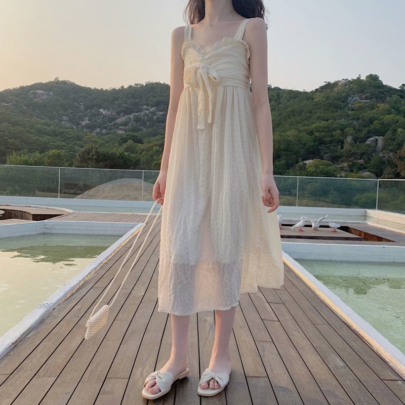 HOUZHOU Night Gown and Robe Sets for Women Cotton Pleated Bow Nightgowns Nightwear Sleep Dress Spring Autumn Nightie Ruffles: Dress / XL