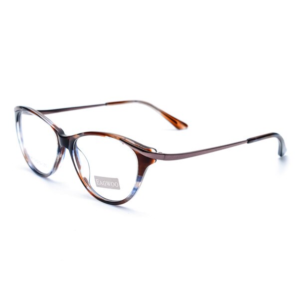 EAGWOO-gafas con de ojo de gato para mujer, lentes de con marco óptico borde completo, graduadas, color gris Tortuga, 8158: Brown Tortoise