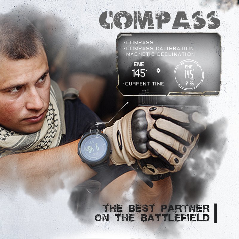 Norden Kante Männer Digitaluhr Militär Armee Sportuhren Wasserdicht 50M Höhenmesser Barometer Kompass Weltzeit Armbanduhr Herren