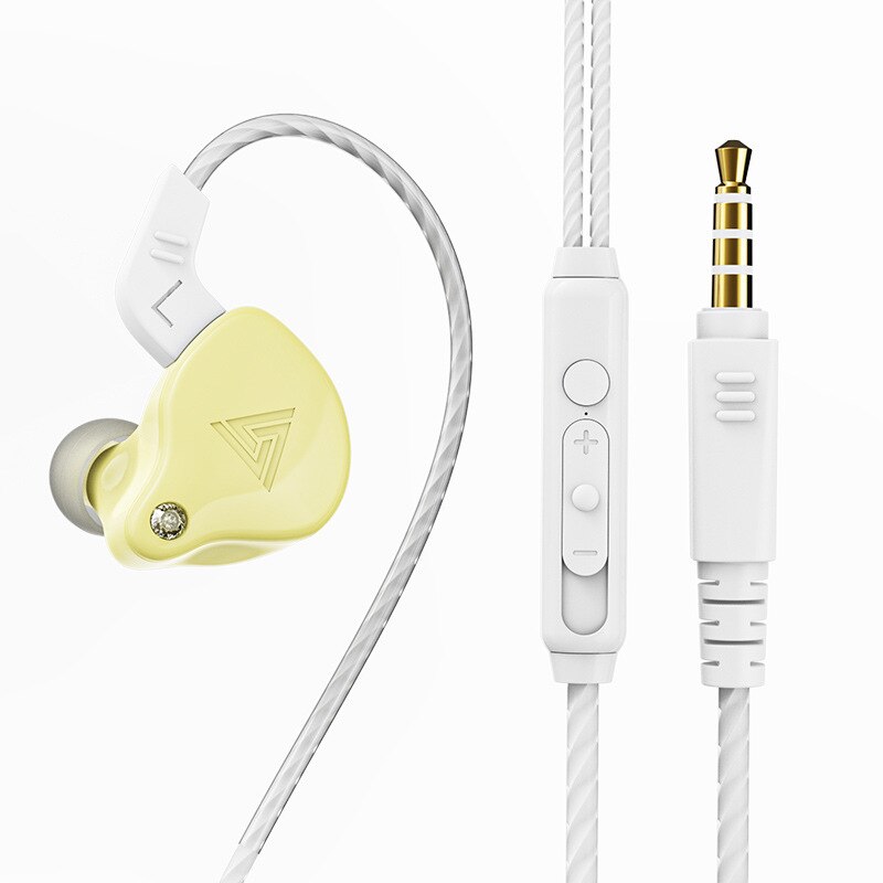 QKZ AK6-X-auriculares con micrófono y controlador Dual, cascos deportivos intrauditivos con cable de 3,5mm para teléfono móvil y MP3: Yellow
