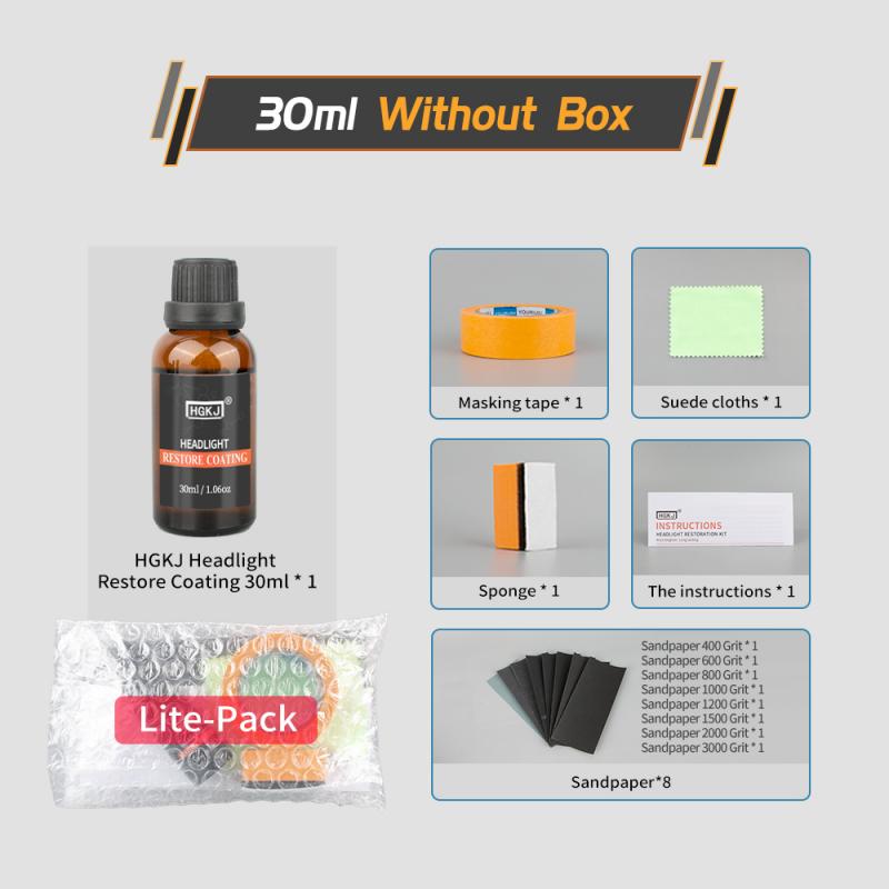 30ml Headlight Retreading Agent Kit LED Car Headlight repair kit Car Wash Paint Care HGKJ Headlight Restoration Kit