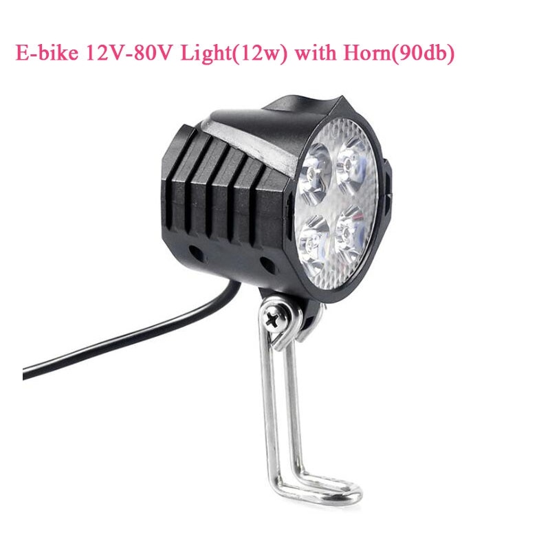 E-Bike Led Headlight 12V 24V 36V 48V 60V 72V Bicycle Light with Horn Waterproof Front Headlight