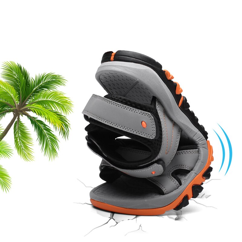 Mænd sandaler læder sommer udendørs herre fritidssko walking sandaler strand blød gummi herresko store størrelser fodtøj