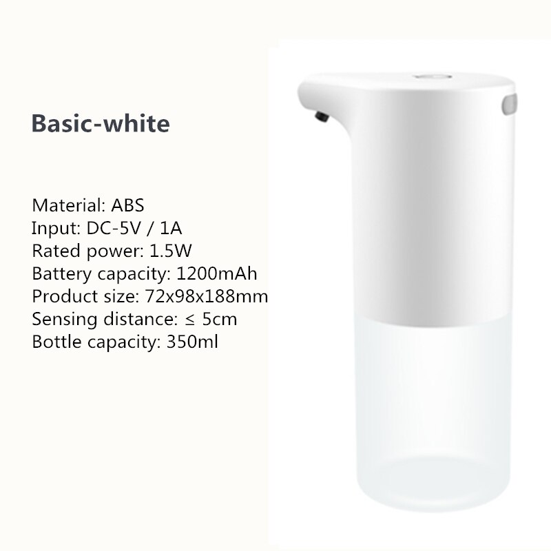 Auto Liquid Soap Foam Dispenser Rechargeable With Temperature Display Touchless Sensor Smart Hand Sanitizer Machine for Bathroom: Basic-white