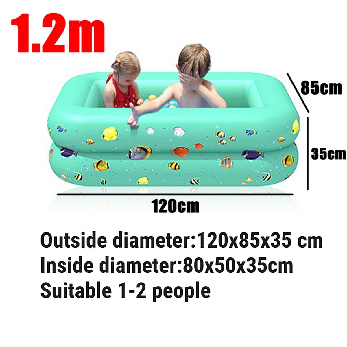 120/130/150cm Children Bathing Tub Baby Home Use Paddling Pool Inflatable Square Swimming Pool Kids Inflatable Pool ball pit: Green 1.2M