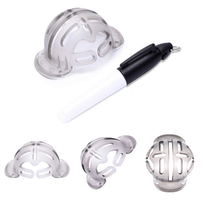Durable Plastic Golf Ball Liner Marker Template Drawing Marking Spot Liner Alignment Putting Tool with 3 Marker Pens