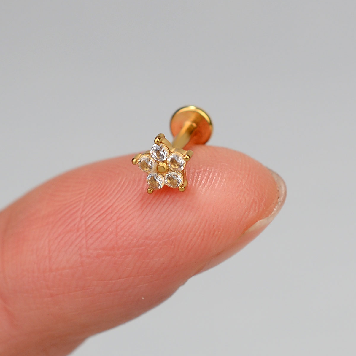 1PC Trendy Stainless Steel Cubic Zirconia Chain Studs Earring For Women Helix Tragus Lobe Cartilage Piercing Body Jewelry: Antique Copper Plated