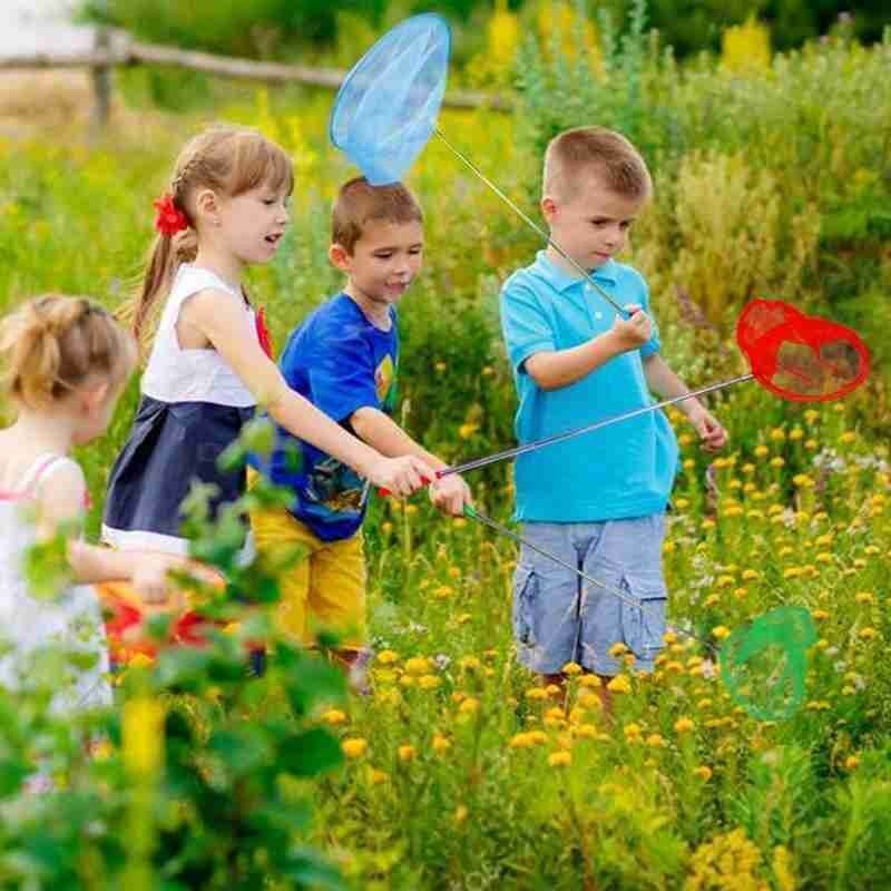 Kids Stainless Steel Telescopic Butterfly Net Extendable 34 Inches Long Anti Slip Grip For Catching Bugs Insect Fishing Toys