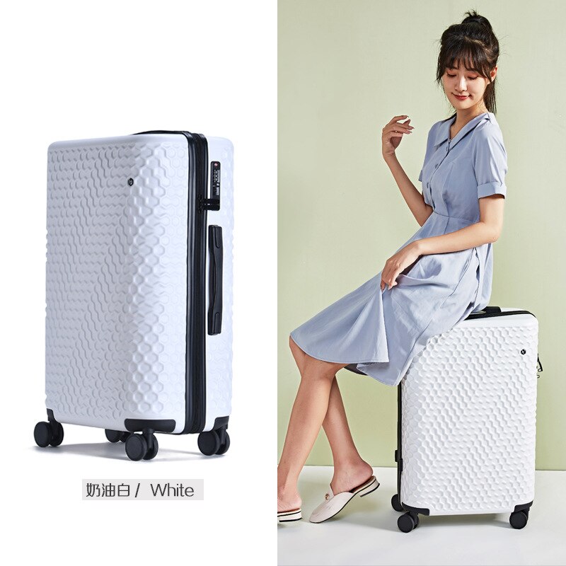 travel trolley suitcase suitcase ins luggage high-end boarding password box suitcase luxury carry on suitcase: white / 18 inch