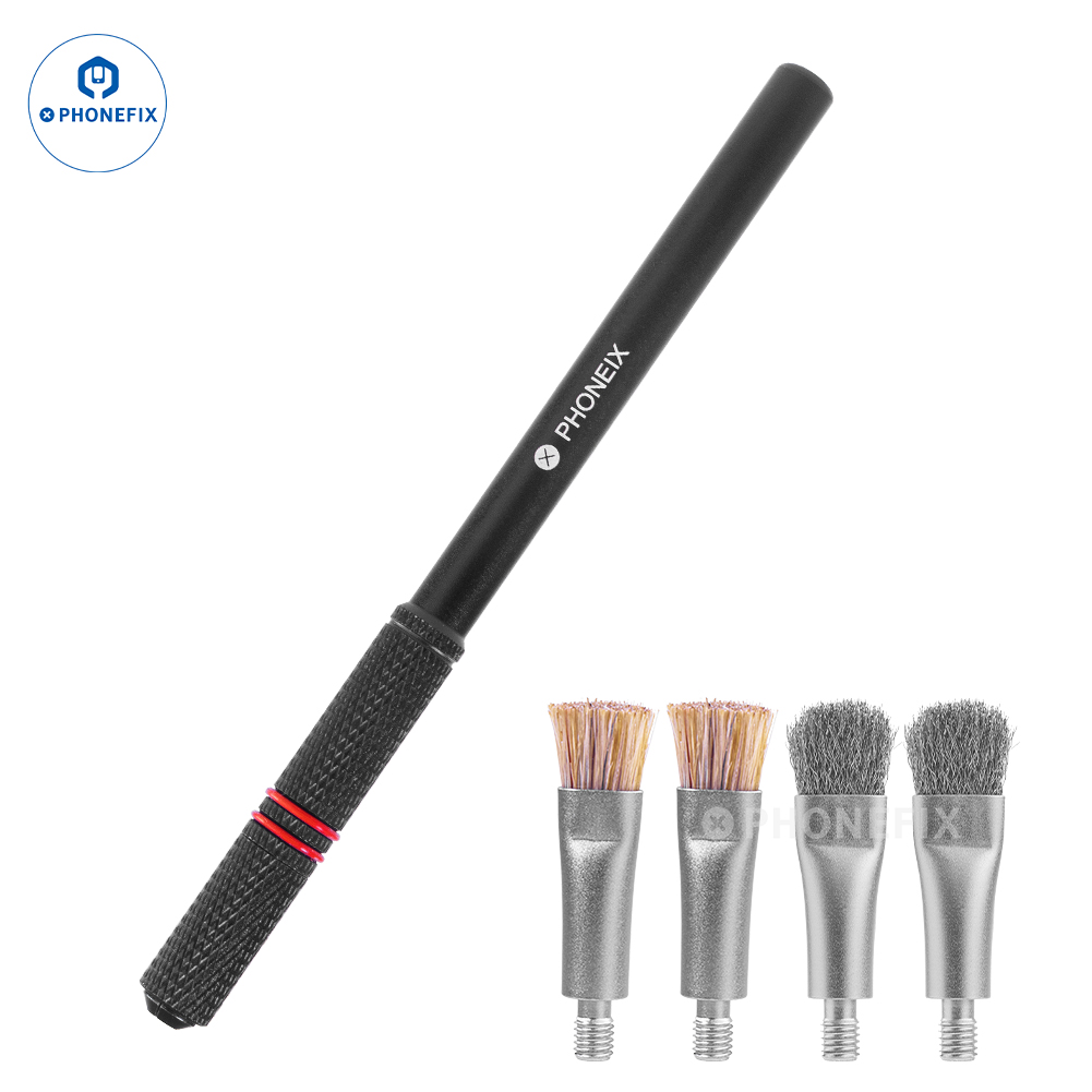 MECHANIC Steel Brush Motherboard IC Debonding Brush With Head IC Pad Cleaning PCB BGA Glue Removal Tin Removal Polishing Brush: Red, Silver Tone