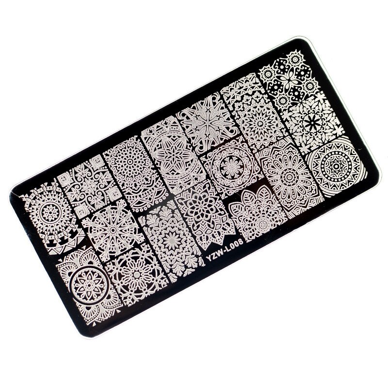 1PC Edelstahl Druck Nagel Stanzen Platten Manikübetreffend Blätter Ahorn Schablone Schimmel Weihnachten Schneeflocken Nagel Kunst DIY Dekorationen: YZW-L08