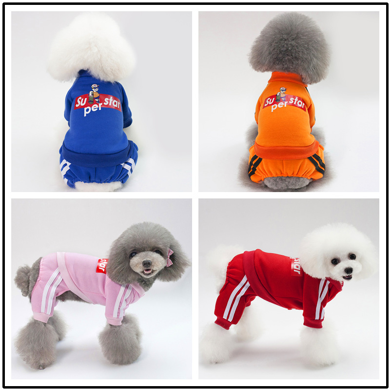 Pet Clothes for Dogs and Cats 4-Leg Hoodie Coat Pet Vest Puppy Clothes Print Apparel 5 Sizes Dog Clothes Dog Accessories