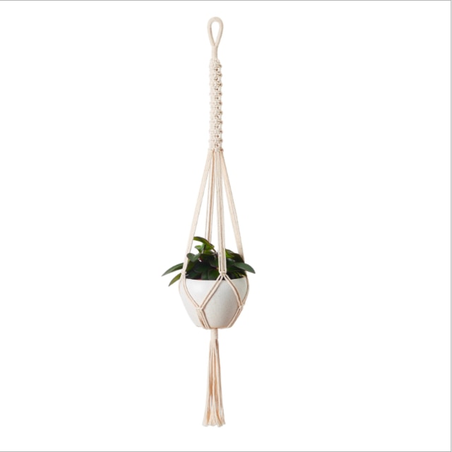 Plant Handgemaakte Macrame Plant Hanger Bloempot Haak Planter Hanger Muur Decor Binnenplaats Tuin Opknoping Mand Room Decor: 02