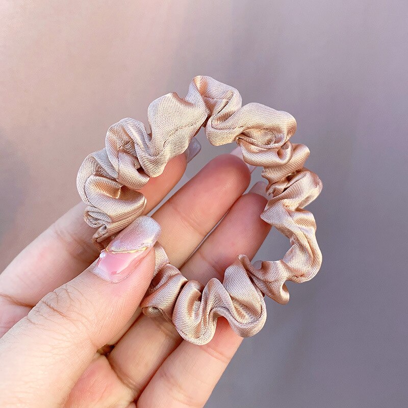 1Pc Elastic Hairbands Hair Tie for Women Satin Scrunchies Stretch Ponytail Holders Handmade Heandband Hair Accessories: Lotus color-A